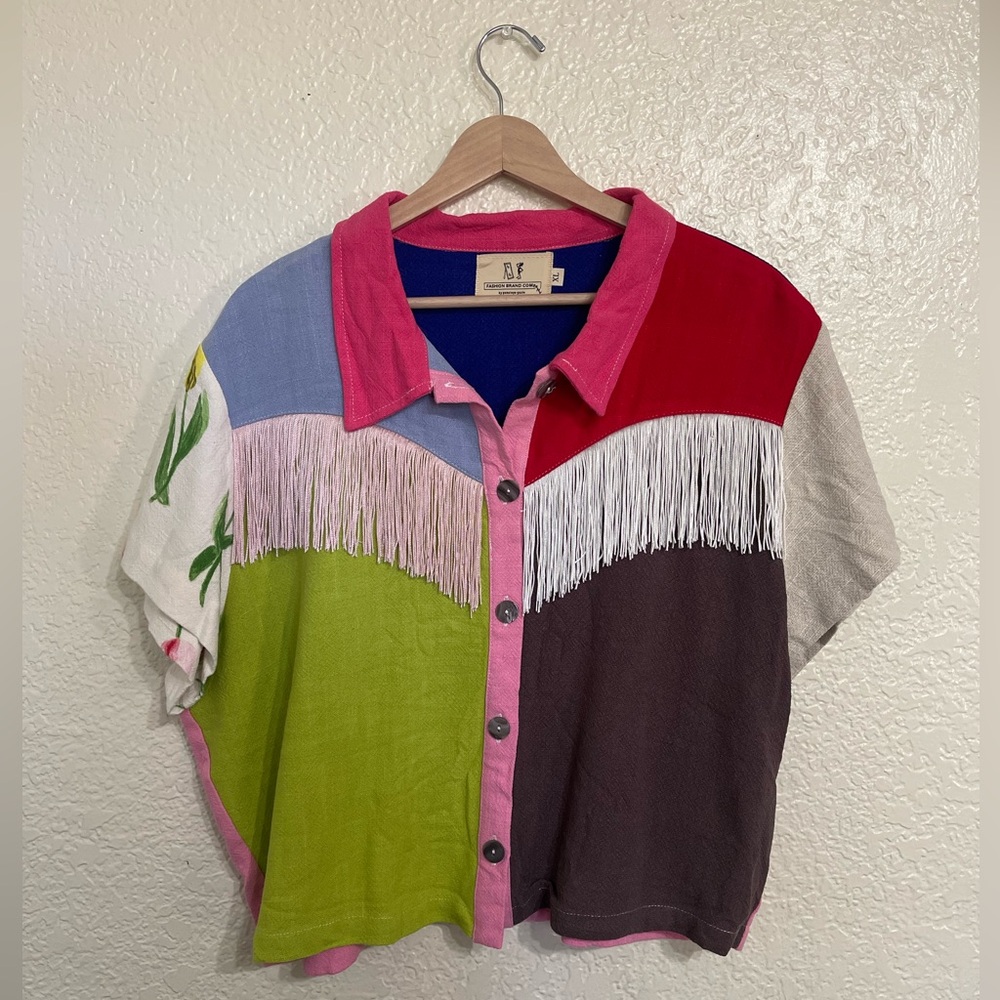 Fashion Brand Company, One of a Kind Fringe Top, Size XL